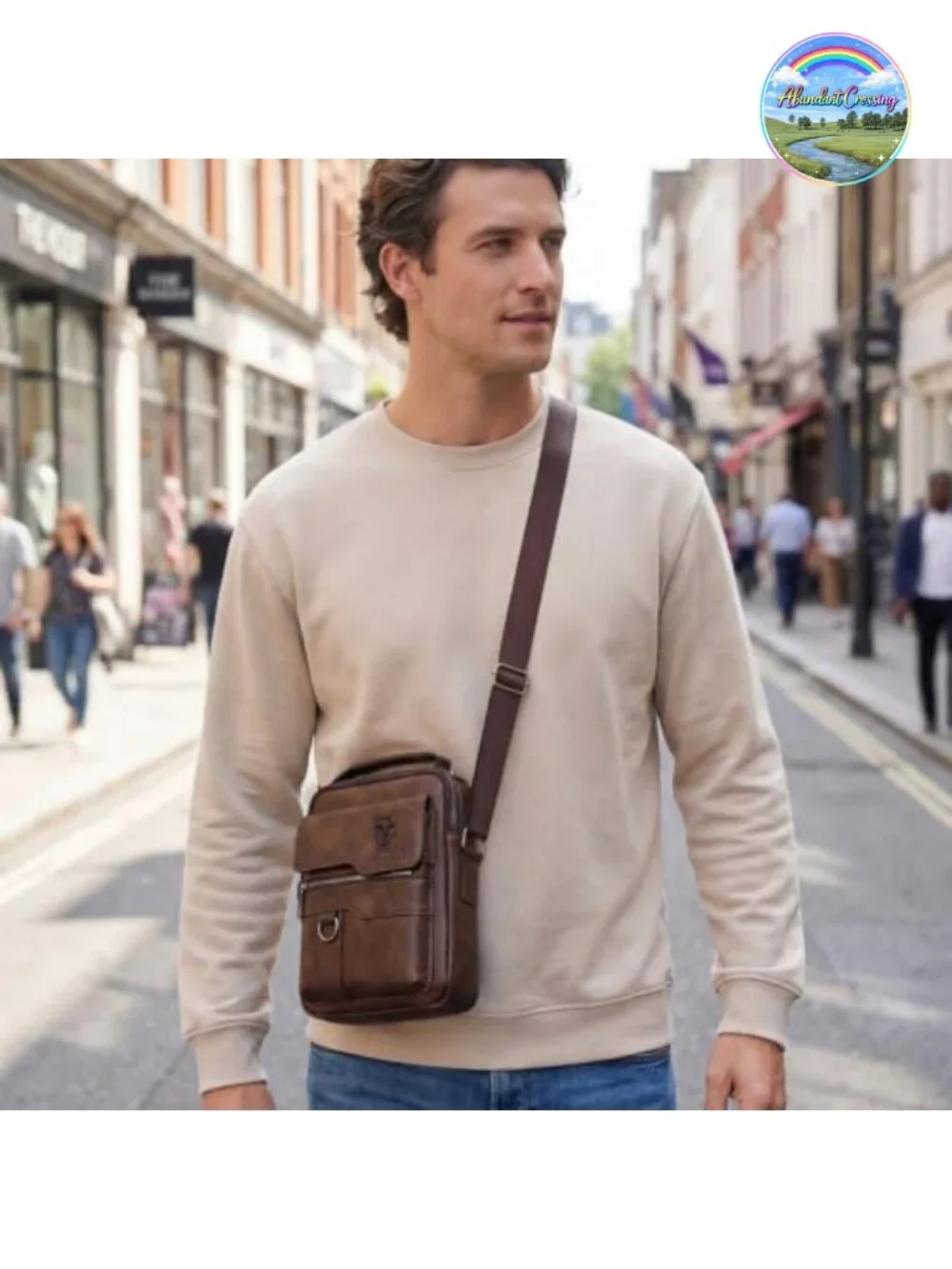 Men's PU Leather Crossbody Shoulder Bag Messenger Sling Business